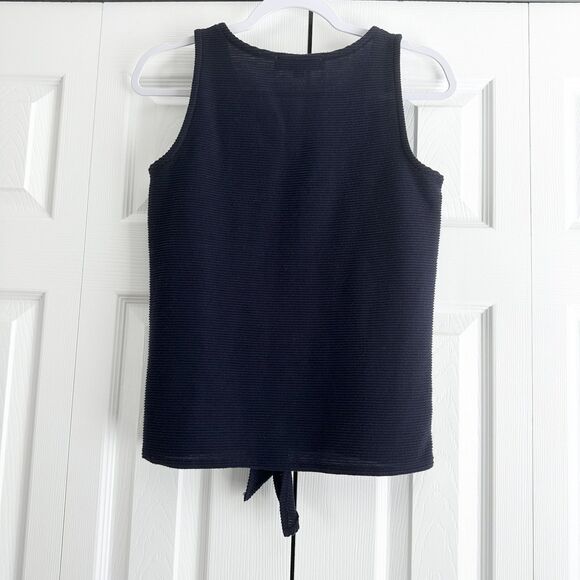 Loft Tank Sweater Size SP Navy Sleeveless Tie Front - Picture 2 of 9